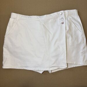 The Drop Women's Gabby Denim Wrap Skort, White, 36, Plus Size